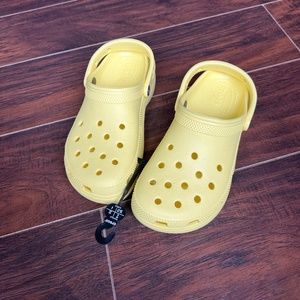 Yellow platform crocs